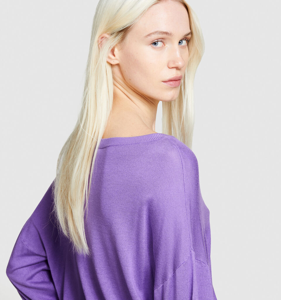 Top made of silk blend - women's boat neck sweaters - Lilac | Sisley image number 5